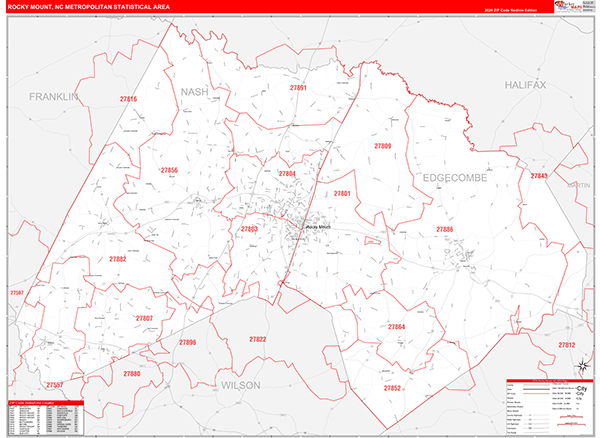 Rocky Mount Metro Area Wall Map